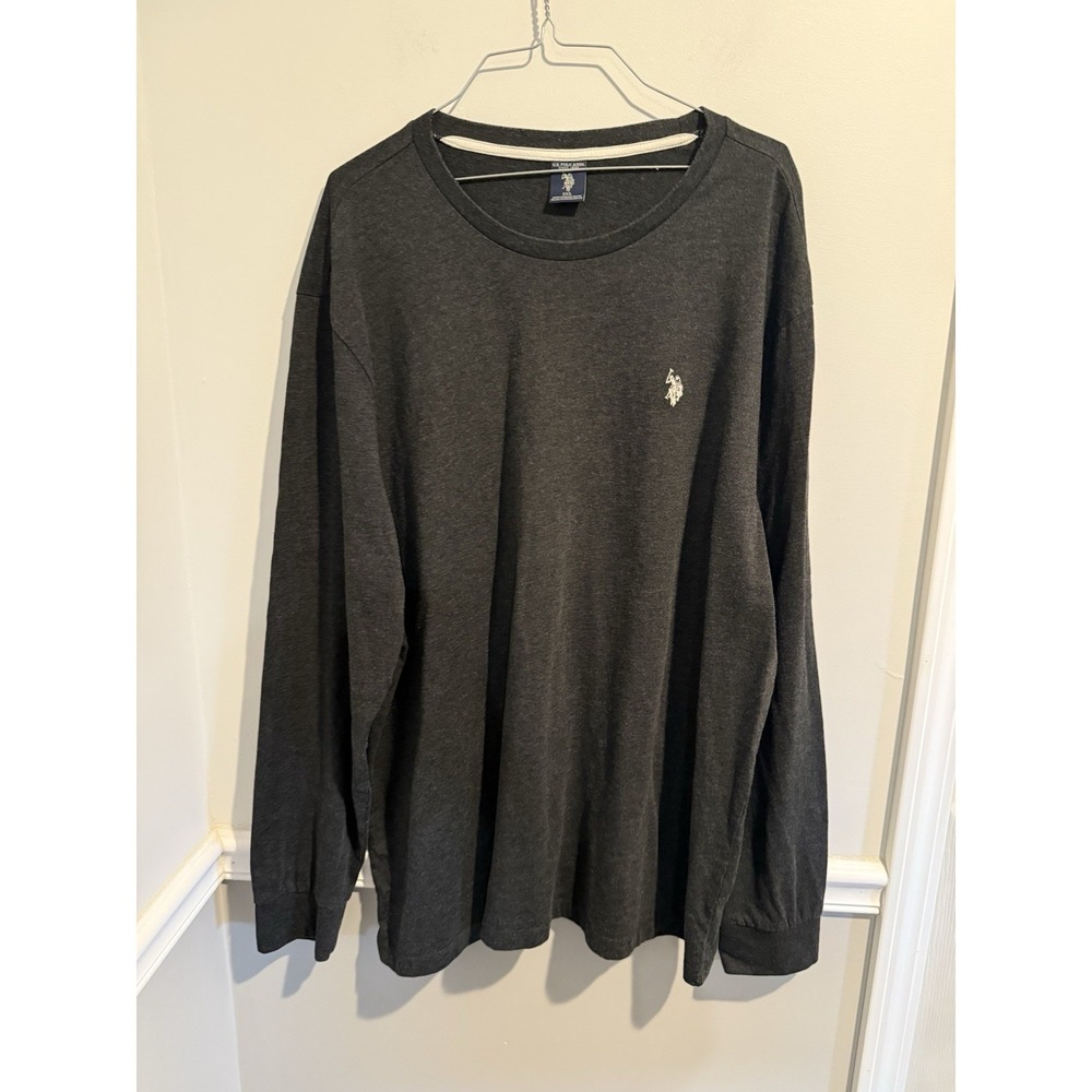 US Polo Assn. Knit Shirt Men's 2XL Long Sleeve Dark Gray Crew Neck Pullover